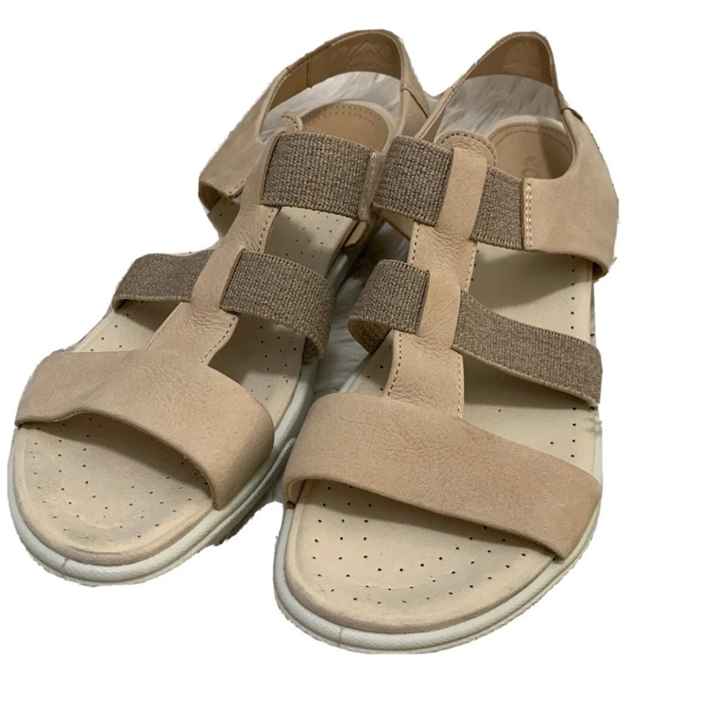 Ecco Women’s Damara Elastic & Leather Sandals Powder Size 39